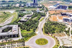Một góc khu công nghệ cao Hòa Lạc (xã Hòa Lạc, thành phố Hà Nội) nhìn từ trên cao.