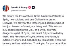 Trên nền tảng Truth Social, Tổng thống Trump khẳng định Mỹ sẽ giáng đòn “trả đũa rất nặng nề”.