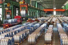 Thép thành phẩm của công ty sắt thép Shougang Jingtang Untied ở thị trấn Đường Sơn, tỉnh Hà Bắc, Trung Quốc. (Ảnh: THX/TTXVN)