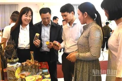 Các đại biểu tham quan gian hàng quà lưu niệm du lịch đặc trưng tại sự kiện ra mắt hệ sinh thái Mini App 5Sao của Công ty Cổ phần Công Nghệ FiveSS, Đà Nẵng.