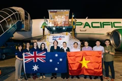 Hàng cứu trợ của Australia chuyển qua đường hàng không. (Ảnh: Đại sứ quán Australia tại Việt Nam)