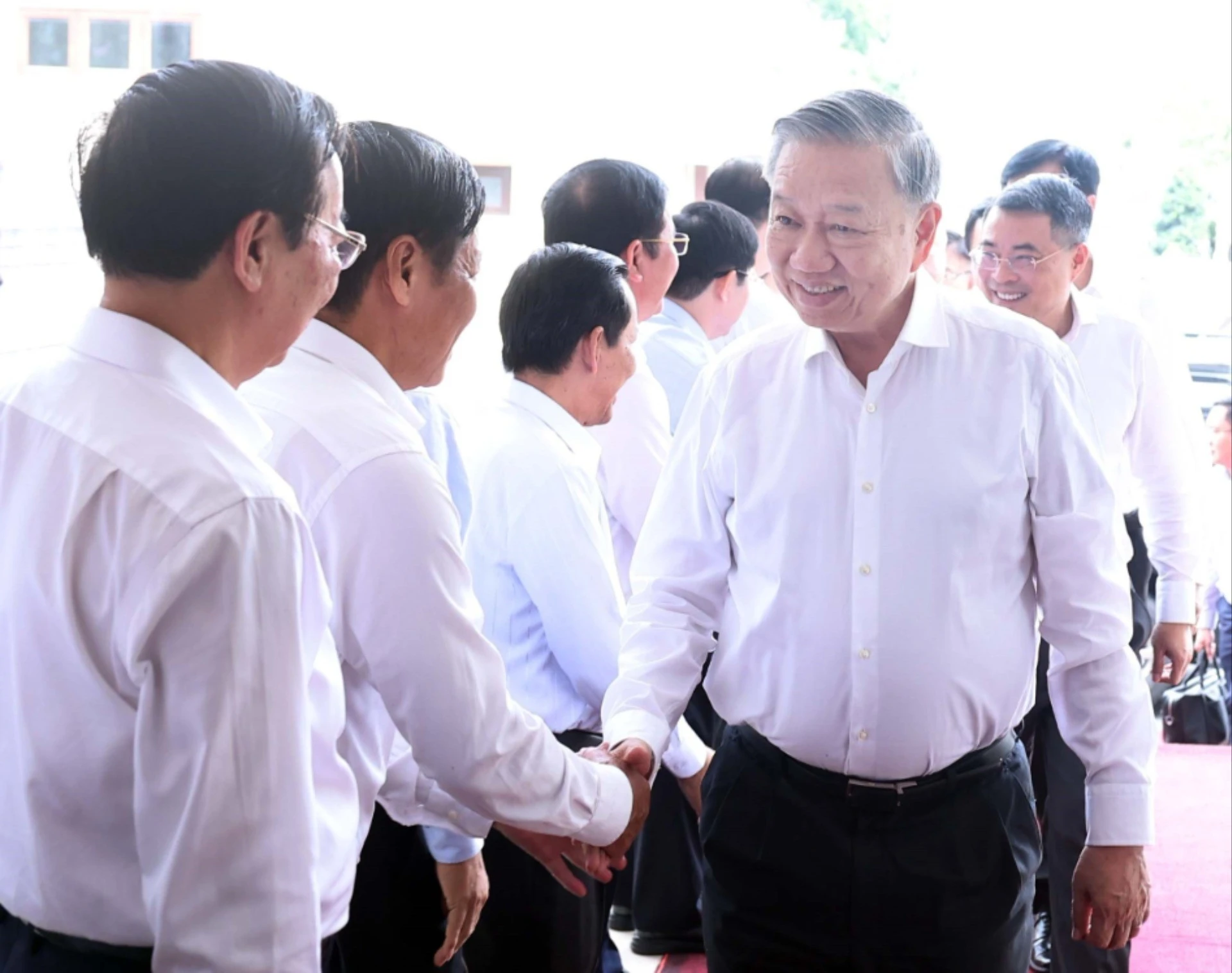 Tổng Bí thư Tô Lâm tới làm việc với Ban Thường vụ Thành ủy Cần Thơ, Thường trực Tỉnh ủy Sóc Trăng và Thường trực Tỉnh ủy Hậu Giang. Ảnh: THỐNG NHẤT/ TTXVN