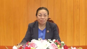 Bà Sounthone Sayachak, Bí thư Trung ương Đảng Nhân dân Cách mạng Lào, Phó Chủ tịch Quốc hội Lào. (Ảnh: Cộng tác viên)