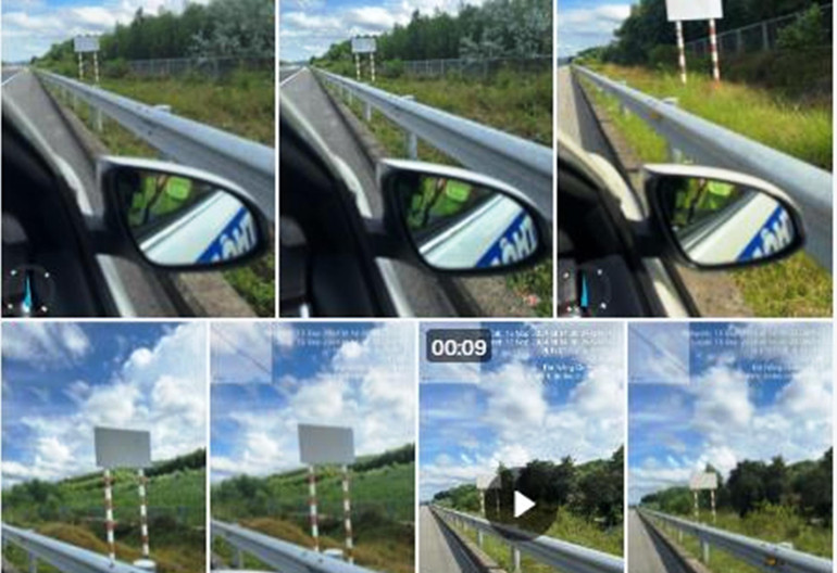 Nhiều biển báo hiệu lý trình KM, cầu đường bộ, biển hướng dẫn bị bong tróc chưa được khắc phục.