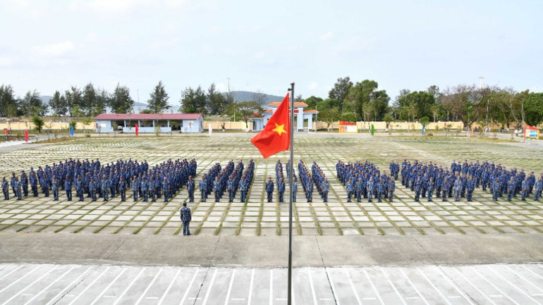 Tập luyện một số nội dung phục vụ Lễ ra quân huấn luyện năm 2025.