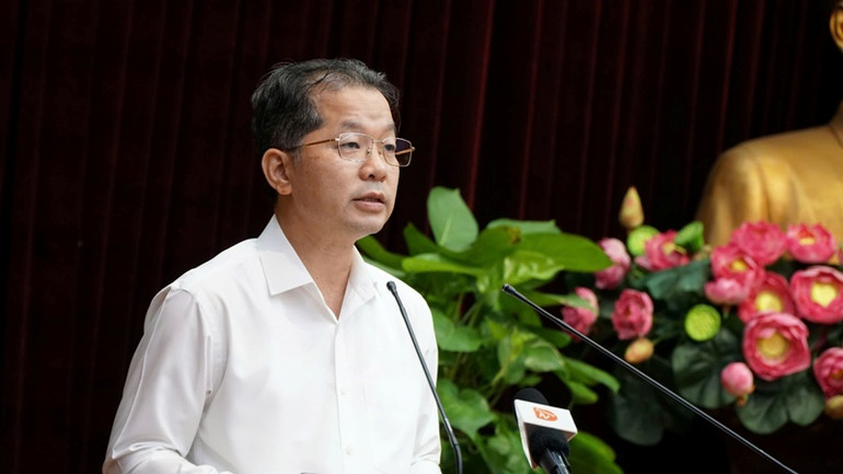 Bí thư Thành ủy Đà Nẵng Nguyễn Văn Quảng phát biểu kết luận hội nghị.