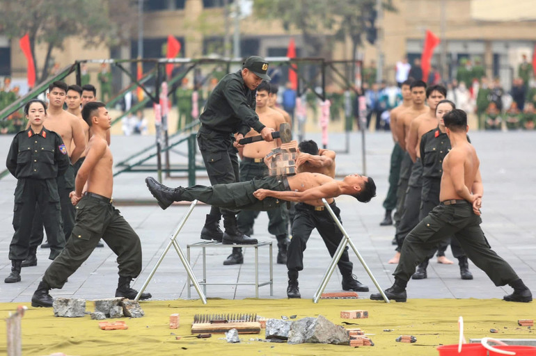 Các đơn vị tham gia trình diễn võ thuật tại đại hội.