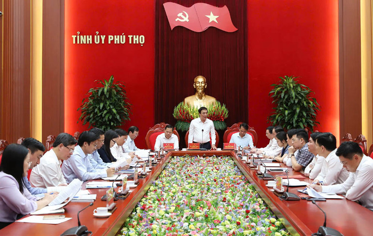 Bí thư Tỉnh ủy Phú thọ Bùi Minh Châu phát biểu tại hội nghị.