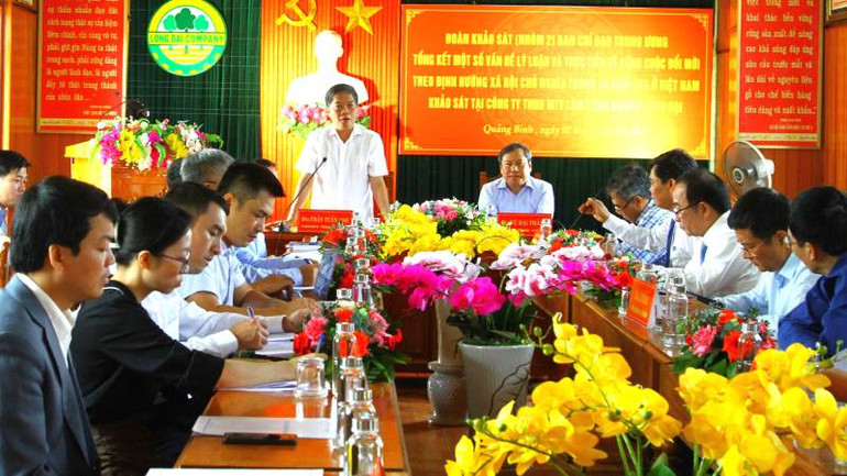 Trưởng Ban Kinh tế Trung ương Trần Tuấn Anh phát biểu tại buổi làm việc với Công ty trách nhiệm hữu hạn một thành viên lâm công nghiệp Long Đại.