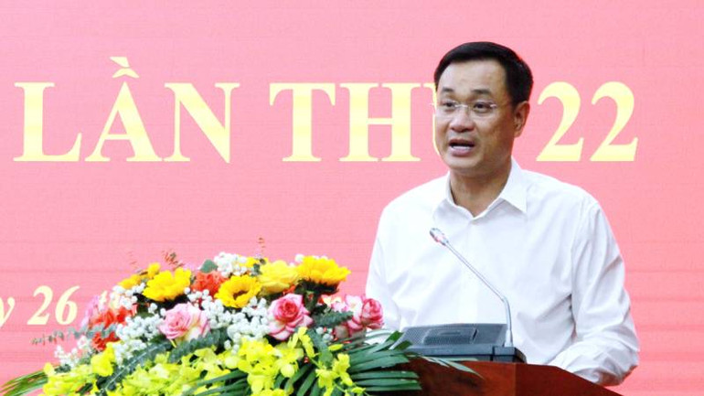 Đồng chí Lê Ngọc Quang phát biểu tại hội nghị.