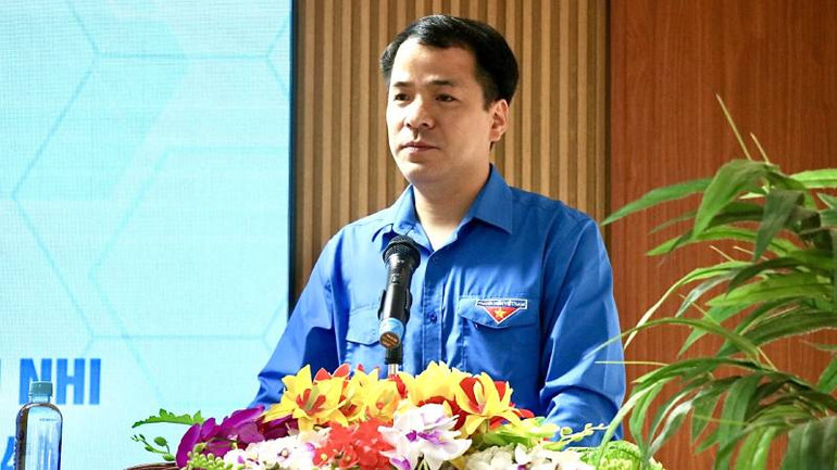 Bí thư Trung ương Đoàn Ngô Văn Cương phát biểu chỉ đạo tại hội nghị.