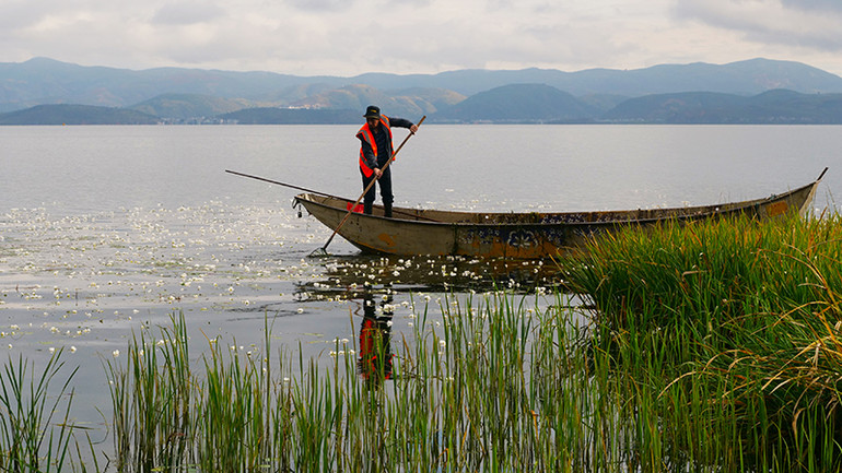 Công nhân môi trường thu dọn vệ sinh mặt hồ. Công nhân môi trường thu dọn vệ sinh mặt hồ.