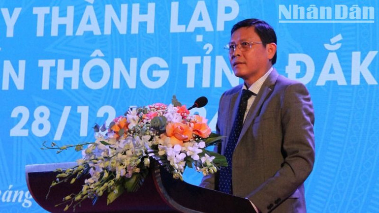 Phó Chủ tịch Thường trực Ủy ban nhân dân tỉnh Đắk Lắk Nguyễn Tuấn Hà phát biểu tại buổi lễ.