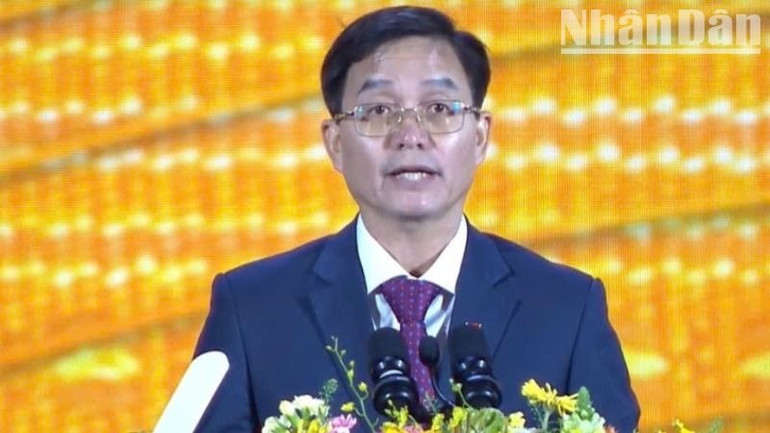 Bí thư Tỉnh ủy Đắk Lắk Nguyễn Đình Trung phát biểu tại lễ kỷ niệm.