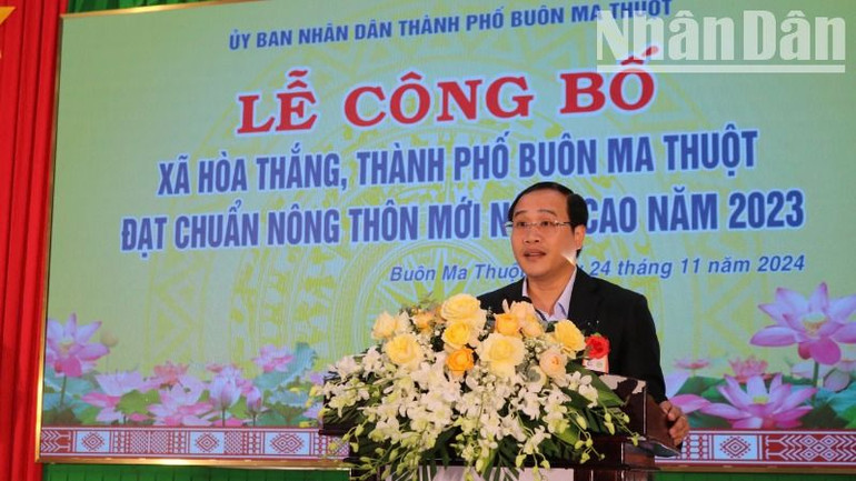 Phó Chủ tịch Ủy ban nhân dân thành phố Buôn Ma Thuột Trần Đức Nhật phát biểu tại buổi lễ.