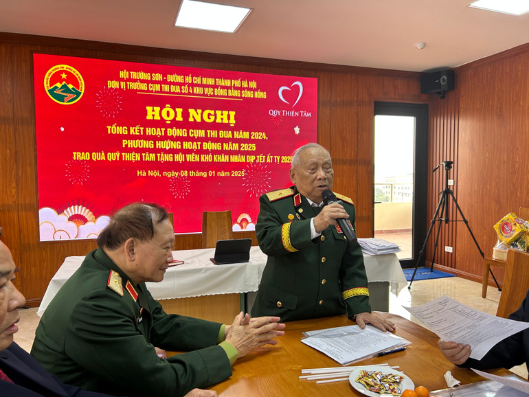 Thiếu tướng Võ Sở, Chủ tịch Hội Trường Sơn Việt Nam đánh giá cao những kết quả mà Cụm Thi đua số 4, khu vực đồng bằng sông Hồng, đã đạt được. Thiếu tướng Võ Sở, Chủ tịch Hội Trường Sơn Việt Nam đánh giá cao những kết quả mà Cụm Thi đua số 4, khu vực đồng bằng sông Hồng, đã đạt được.