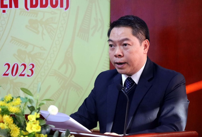 Ông Đoàn Thanh Sơn, Phó Chủ tịch Ủy ban nhân dân tỉnh Lạng Sơn phát biểu tại hội nghị.