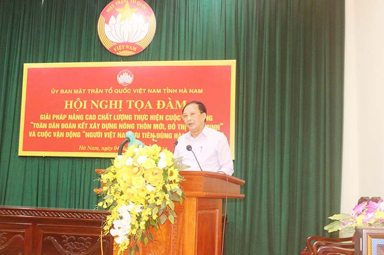 Đồng chí Nguyễn Đức Vượng Phó Chủ tịch UBND tỉnh Hà Nam phát biểu tại tọa đàm.