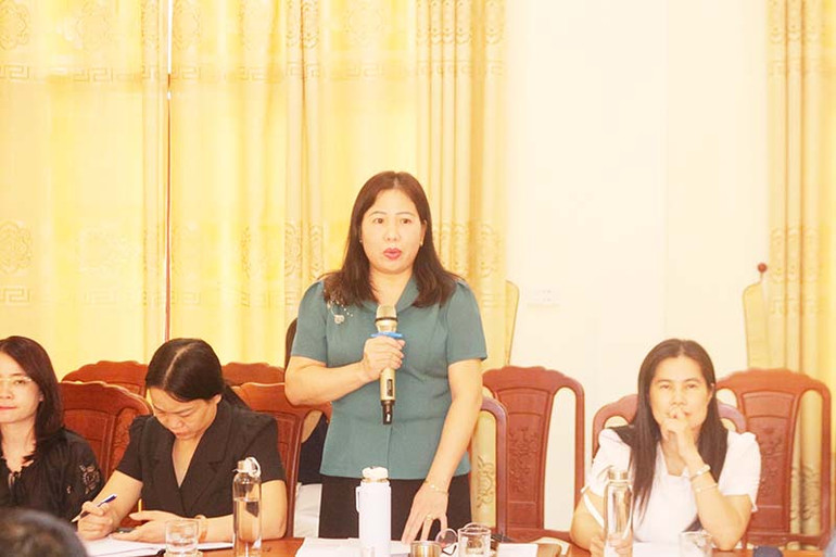 Đại diện Hội Liên hiệp Phụ nữ tỉnh Hà Nam phát biểu tại tọa đàm.