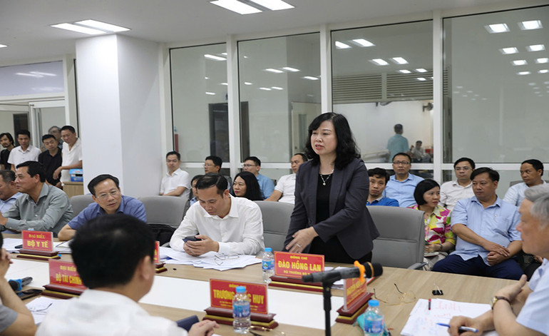 Bộ trưởng Y tế Đào Hồng Lan phát biểu tại buổi làm việc.