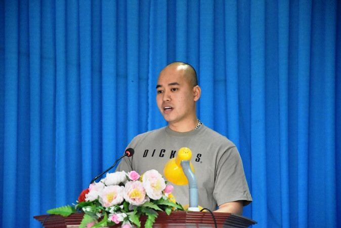 Anh Phan Quốc Huy phát biểu tại buổi lễ.