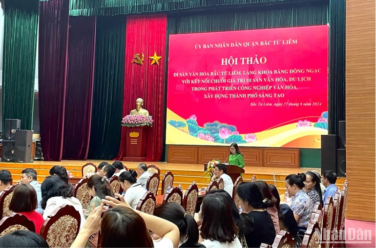 Phó Chủ tịch Ủy ban nhân dân quận Bắc Từ Liêm Lê Thị Thu Hương phát biểu khai mạc.