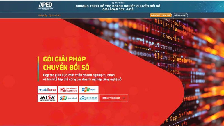 Ảnh chụp màn hình Cổng thông tin doanh nghiệp tại địa chỉ: https://digitalpack.business.gov.vn/.