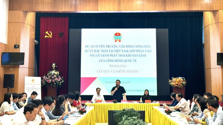 Ngày 15/4, tại Hà Nội, Trung ương Hội Nông dân Việt Nam đã tổ chức hội thảo tổng kết dự án. (Ảnh: HNV)