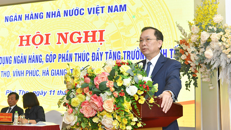 Phó Thống đốc Thường trực Ngân hàng Nhà nước Đào Minh Tú phát biểu chỉ đạo tại Hội nghị.