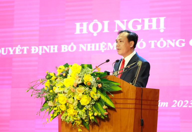 Tân Phó Tổng giám đốc Agribank Lê Hồng Phúc phát biểu nhận nhiệm vụ