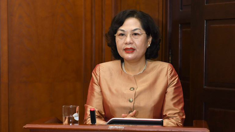 Thống đốc Ngân hàng Nhà nước Nguyễn Thị Hồng phát biểu tại Hội nghị.