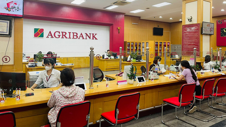 Khách hàng giao dịch tại chi nhánh ngân hàng Agribank.