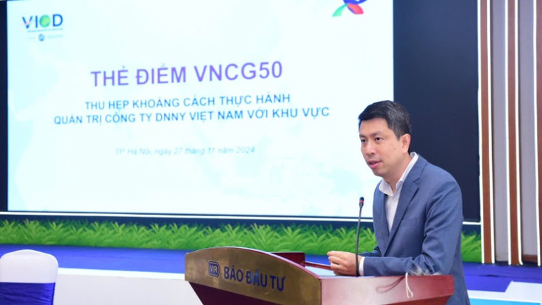 Ông Phan Lê Thành Long, Tổng Giám đốc Viện Thành viên Hội đồng Quản trị Việt Nam (VIOD) chia sẻ về sáng kiến thẻ điểm VNCG50.