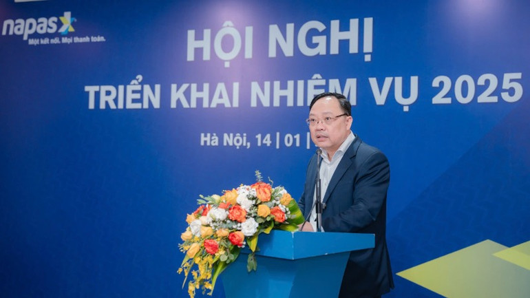 Vụ trưởng Thanh toán (Ngân hàng Nhà nước) Phạm Anh Tuấn phát biểu chỉ đạo Hội nghị.