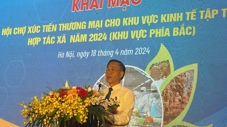 Phó Chủ tịch Liên minh Hợp tác xã Việt Nam Nguyễn Mạnh Cường phát biểu