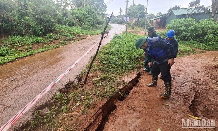 Hiện trường nứt gãy địa chất chưa rõ nguyên nhân tại hai bon Bu Krắc và Bu Prăng 1A, xã Quảng Trực, huyện biên giới Tuy Đức, tỉnh Đắk Nông.