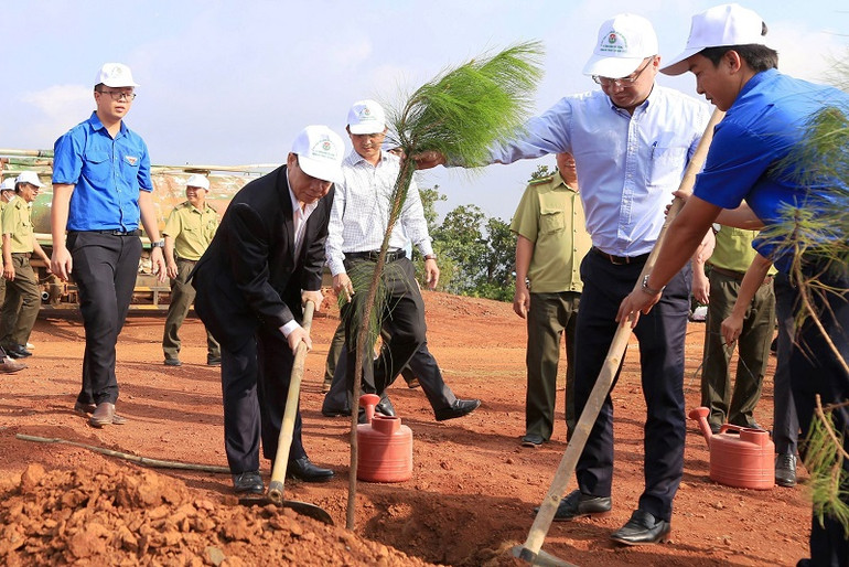 Ngay sau lễ phát động, các đại biểu và nhân dân trên địa bàn thành phố Gia Nghĩa đã tiến hành trồng 1.000 cây xanh chung quanh Tượng đài N’Trang Lơng.