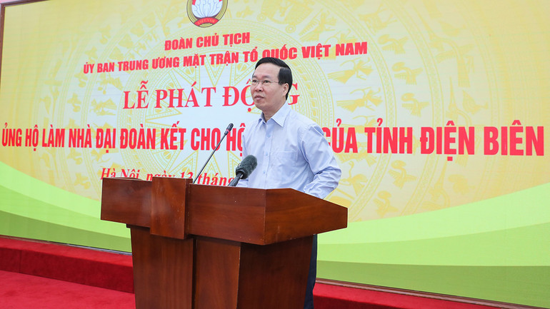 Chủ tịch nước Võ Văn Thưởng phát biểu tại buổi lễ. (Ảnh: HƯƠNG ĐIỆP)