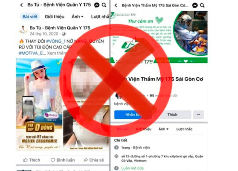 Mạo danh lấy tên gọi dễ gây nhầm lẫn và sử dụng trái phép logo, hình ảnh bác sĩ, thương hiệu Bệnh viện Quân y 175.