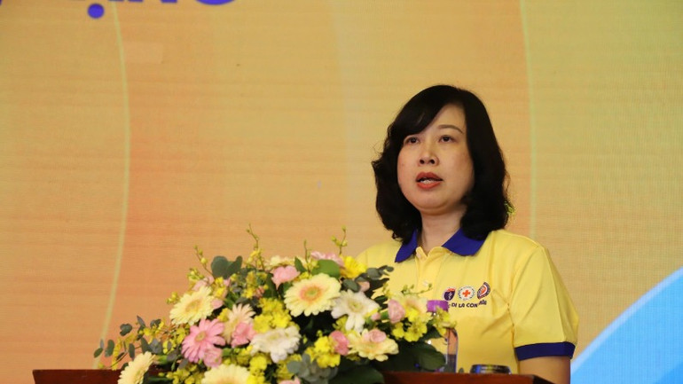 Bà Đào Hồng Lan, Bộ trưởng Y tế phát biểu tại Lễ phát động.