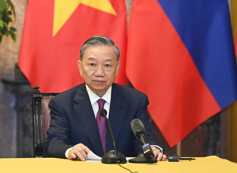 Chủ tịch nước Tô Lâm phát biểu tại buổi họp báo chung với các cơ quan thông tấn, báo chí trong và ngoài nước.