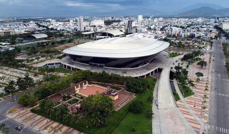 Toàn cảnh Cung Thể thao Tiên Sơn, Đà Nẵng - nơi diễn ra Giải vô địch Bóng bàn quốc gia Báo Nhân Dân lần thứ 43.