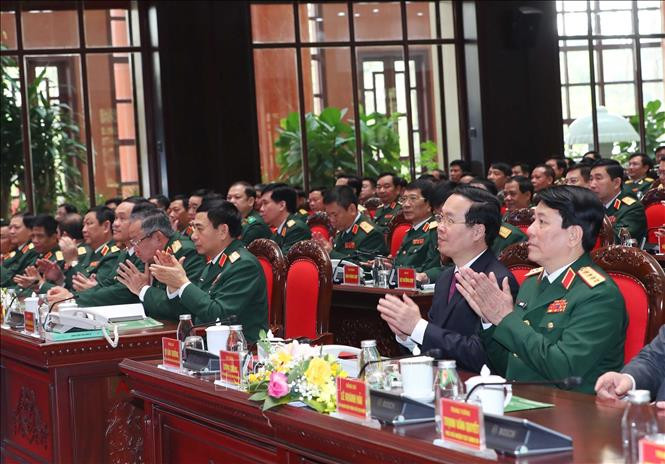 Chủ tịch nước Võ Văn Thưởng cùng các đại biểu tham dự buổi lễ.