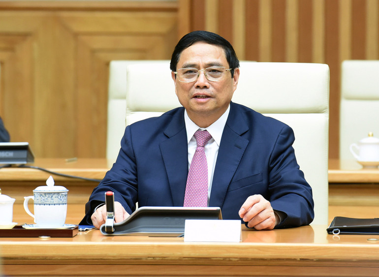 Thủ tướng Phạm Minh Chính phát biểu tại buổi hội kiến.