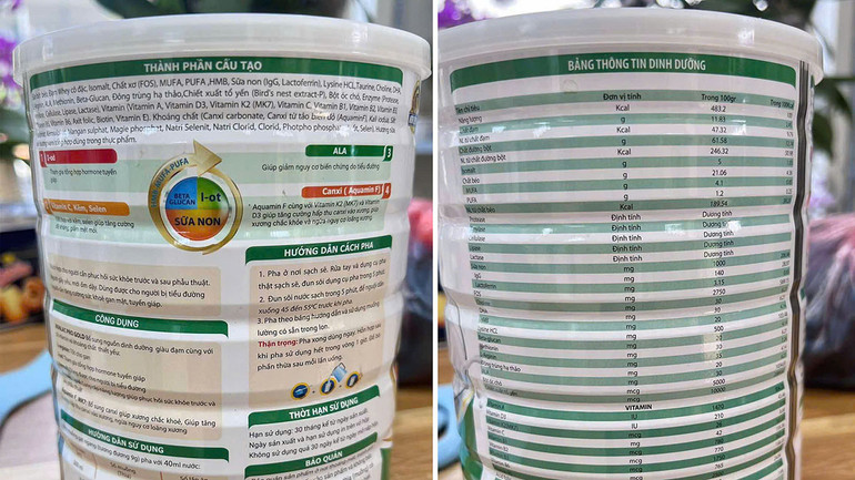 Sữa bột có chỉ tiêu chất lượng một số chất đạt dưới 70% so với mức công bố. Ảnh: Đức Hạnh