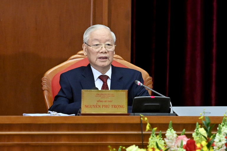 Tổng Bí thư Nguyễn Phú Trọng phát biểu khai mạc Hội nghị Trung ương lần thứ chín, khóa XIII.