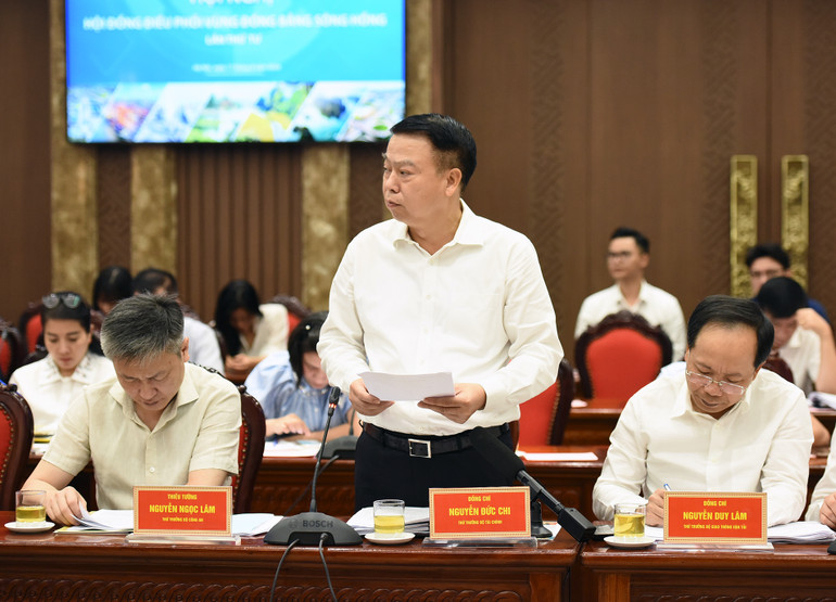 Thứ trưởng Tài chính Nguyễn Đức Chi báo cáo tình hình triển khai nhiệm vụ xây dựng cơ chế, chính sách về tài chính, ngân sách, cho phép các địa phương được sử dụng ngân sách địa phương để đầu tư các dự án vùng, liên vùng.