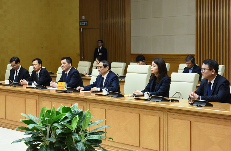 Đại diện lãnh đạo các bộ, ban, ngành cùng tham dự buổi tiếp với Thủ tướng Phạm Minh Chính.