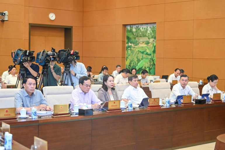 Phó Chủ tịch nước Võ Thị Ánh Xuân, Phó Thủ tướng Chính phủ Trần Lưu Quang cùng lãnh đạo các bộ, ngành dự phiên họp.