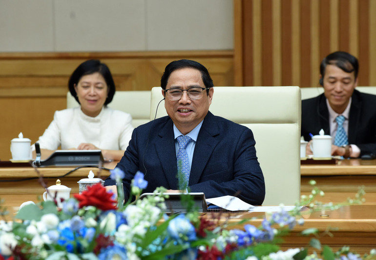 Thủ tướng Phạm Minh Chính phát biểu tại buổi tiếp.